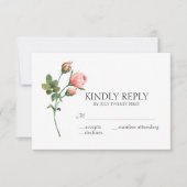 Blushing Pink Rose Floral Elegante Hochzeit RSVP Karte (Vorderseite)