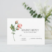 Blushing Pink Rose Floral Elegante Hochzeit RSVP Karte (Stehend Vorderseite)