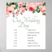 Blushing Pink Rose Floral Wedding Plan Poster (Vorne)
