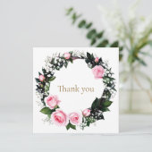 Blushing Pink Roses Dankeskarte (Stehend Vorderseite)