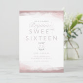 Blushing Pink Watercolor Modern Chic Sweet 16 Einladung (Stehend Vorderseite)