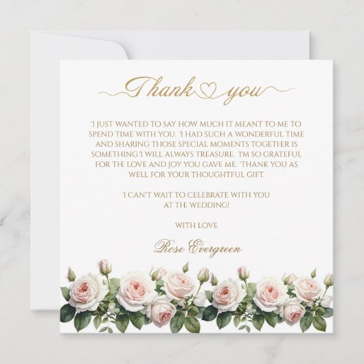 Blushing Romance: Pink Rose Brautparty Vielen Dank (Vorderseite)