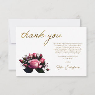 Blushing Romance: Pink Rose Brautparty Vielen Dank Dankeskarte