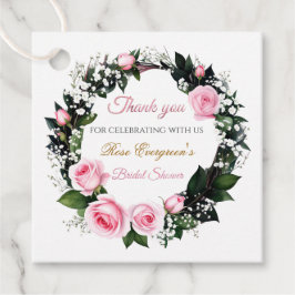 Blushing Romance: Pink Rose Brautparty Vielen Dank Geschenkanhänger