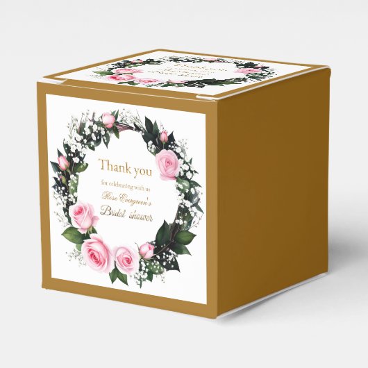 Blushing Romance: Pink Rose Brautparty Vielen Dank Geschenkschachtel (Vorderseite)