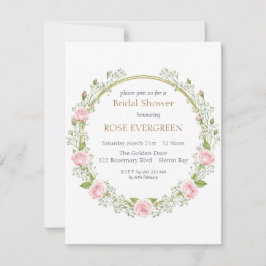 Blushing Romance: Pink Roses and Baby’s Breathe Einladung