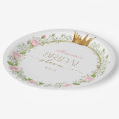 Blushing Romance: Pink Roses & Baby’s Breathe Pappteller (Schrägansicht)