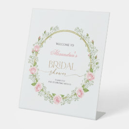 Blushing Romance: Pink Roses & Baby’s Breathe Sockelschild