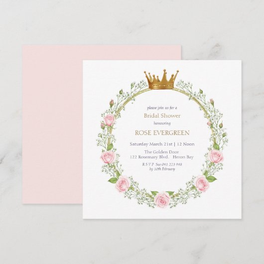 Blushing Romance: Rosa Rosen und Baby's Breathe Einladung (Vorne/Hinten)