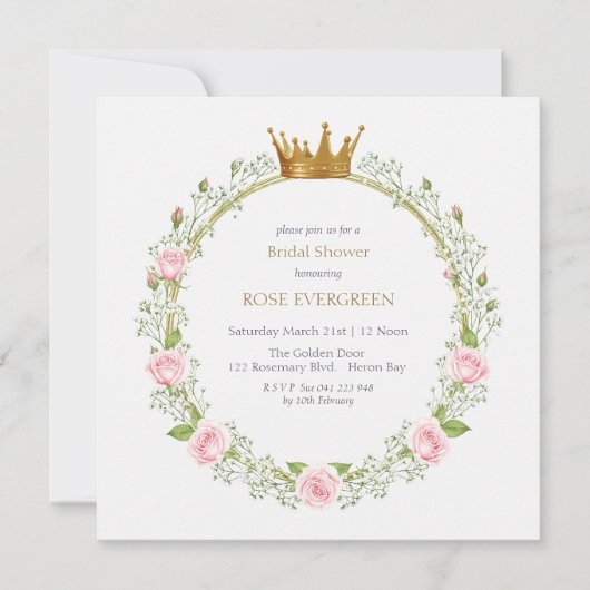 Blushing Romance: Rosa Rosen und Baby's Breathe Einladung (Vorderseite)