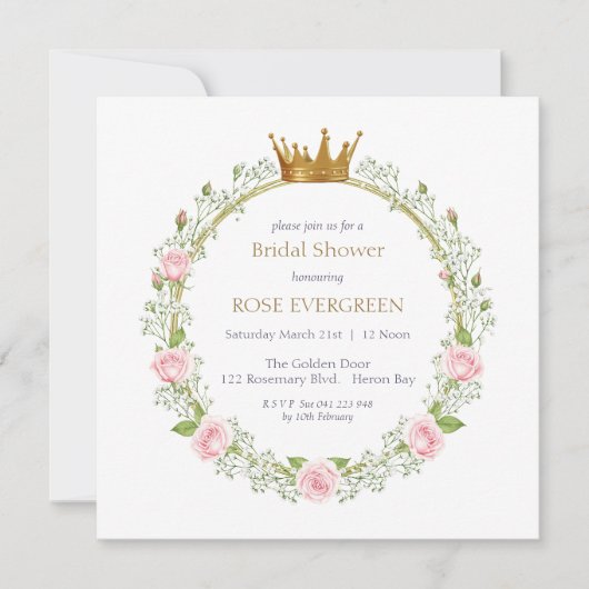 Blushing Romance: Rosa Rosen und Baby's Breathe Einladung (Vorderseite)