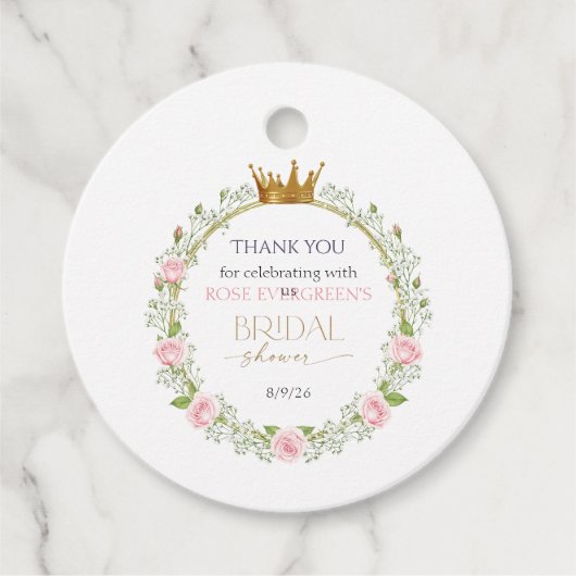 Blushing Romance: Rosa Rosen und Baby's Breathe Geschenkanhänger (Vorderseite)