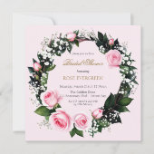 Blushing Romance: Rosa Rosen und Baby's Breathe in Einladung (Vorderseite)