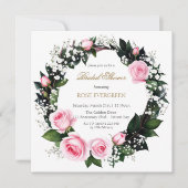 Blushing Romance: Rosa Rosen und Baby's Breathe in Einladung (Vorderseite)