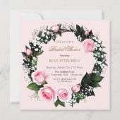 Blushing Romance: Rosa Rosen und Baby's Breathe in Einladung (Vorderseite)