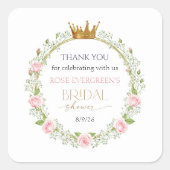 Blushing Romance: Rosa Rosen und Baby's Breathe Quadratischer Aufkleber (Vorderseite)