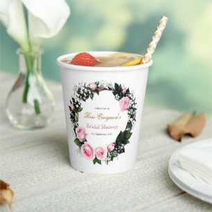 Blushing Romance: Rosenrosen-Brautparty Pappbecher