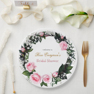Blushing Romance: Rosenrosen-Brautparty Pappteller