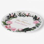 Blushing Romance: Rosenrosen-Brautparty Pappteller (Schrägansicht)