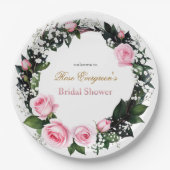Blushing Romance: Rosenrosen-Brautparty Pappteller (Vorderseite)