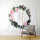 Blushing Romance: Rosenrosen-Brautparty Wandteppich (Beispiel (Horizontal))
