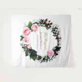 Blushing Romance: Rosenrosen-Brautparty Wandteppich (Vorderseite (Horizontal))