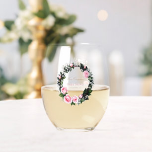 Blushing Romance: Rosenrosen-Brautparty Weinglas Ohne Stiel