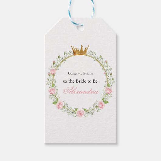 Blushing Romance: Roses & Baby's Breathe Geschenkanhänger (Vorderseite)