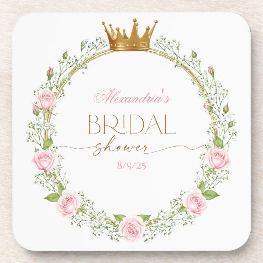 Blushing Romance: Roses & Baby's Breathe Getränkeuntersetzer (Vorderseite)