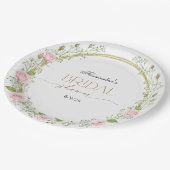 Blushing Romance: Roses & Baby's Breathe Pappteller (Schrägansicht)