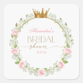 Blushing Romance: Roses & Baby's Breathe Quadratischer Aufkleber (Vorderseite)