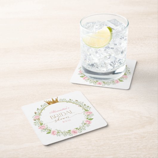 Blushing Romance: Roses & Baby's Breathe Rechteckiger Pappuntersetzer (Vor Ort)