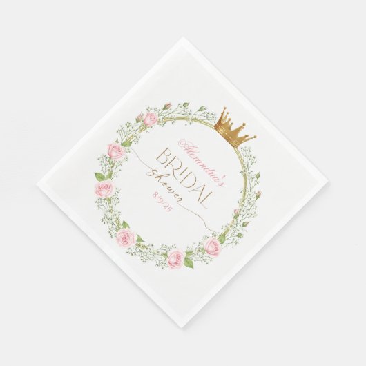 Blushing Romance: Roses & Baby's Breathe Serviette (Ecke)