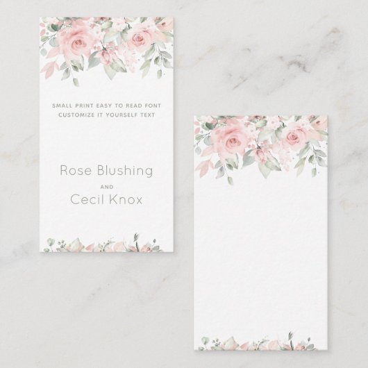 Blushing Rose 2 Hochzeit Anpassen Sie es selbst Visitenkarte (Vorne/Hinten)