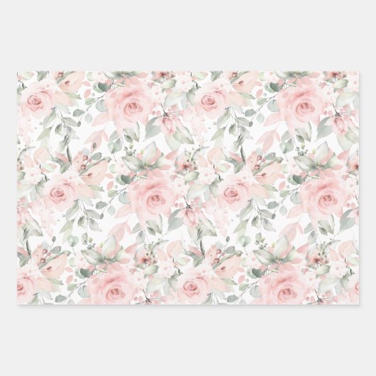 Blushing Rose 2 Wedelpapier-Blätter Geschenkpapier Set (Vorderseite 3)