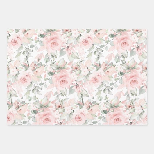 Blushing Rose 2 Wedelpapier-Blätter Geschenkpapier Set (Vorderseite)