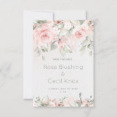 Blushing-Rose beim Hochzeitssehen speichern die Da Save The Date (Vorderseite)