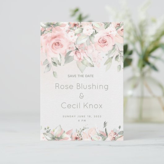 Blushing-Rose beim Hochzeitssehen speichern die Da Save The Date (Stehend Vorderseite)
