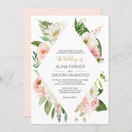 Blushing Rose Blush Pink und White Floral Wedding Einladung