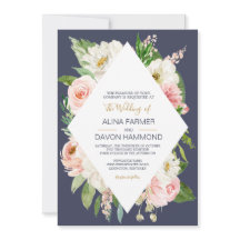 Blushing Rose Blush Pink White Navy Bloral Wedding