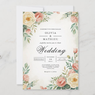 Blushing Rose Botanical Arch Wedding Einladung