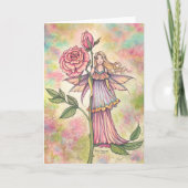 Blushing Rose Fairy Wasserfarbe Kunst Karte (Vorderseite)