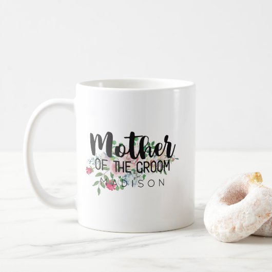 Blushing Rose Floral Wedding Mother of the Groom Kaffeetasse (Mit Donut)