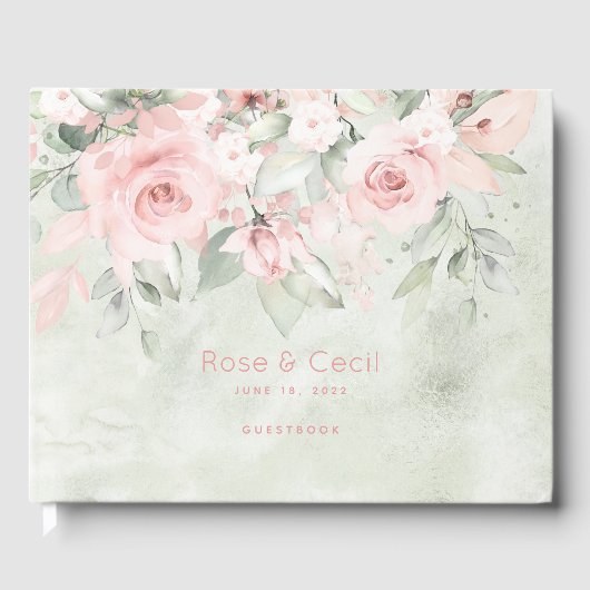 Blushing Rose Hochzeit Gästebuch (Vorderseite)
