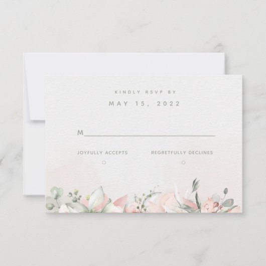 Blushing Rose Hochzeit RSVP Keine Wahl Karte (Vorderseite)