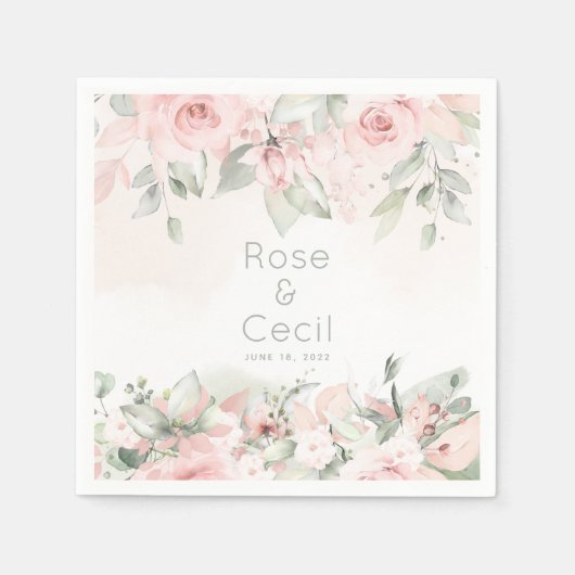 Blushing Rose Hochzeitcocktail Napkins Serviette (Vorderseite)
