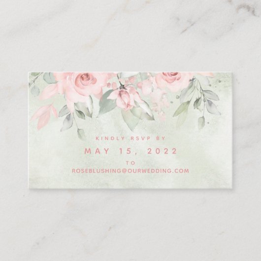 Blushing-Rose Hochzeiten Online-RSVP-Karte Visitenkarte (Vorderseite)
