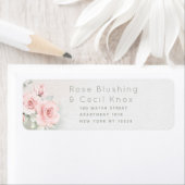 Blushing-Rose Hochzeitrücksendeaufkleber (Insitu)