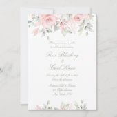 Blushing Rose Matte White Background Wedding Einladung (Vorderseite)