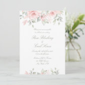 Blushing Rose Matte White Background Wedding Einladung (Stehend Vorderseite)